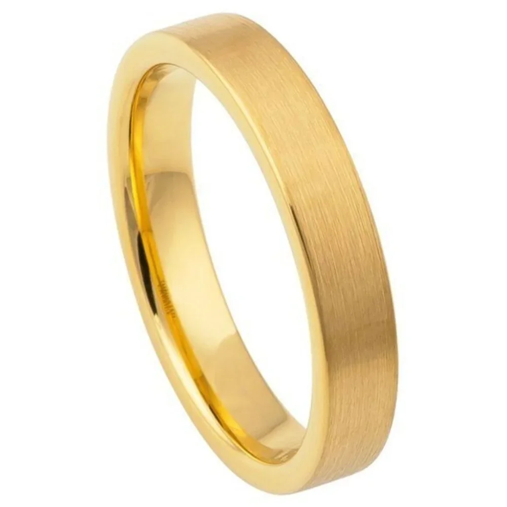 4mm Yellow Gold women Flat Tungsten Wedding Band